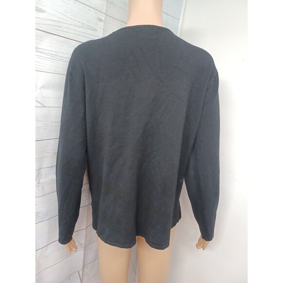 Loulou Cardigan Sweater Sz L Black Beaded Embellished - Picture 5 of 9